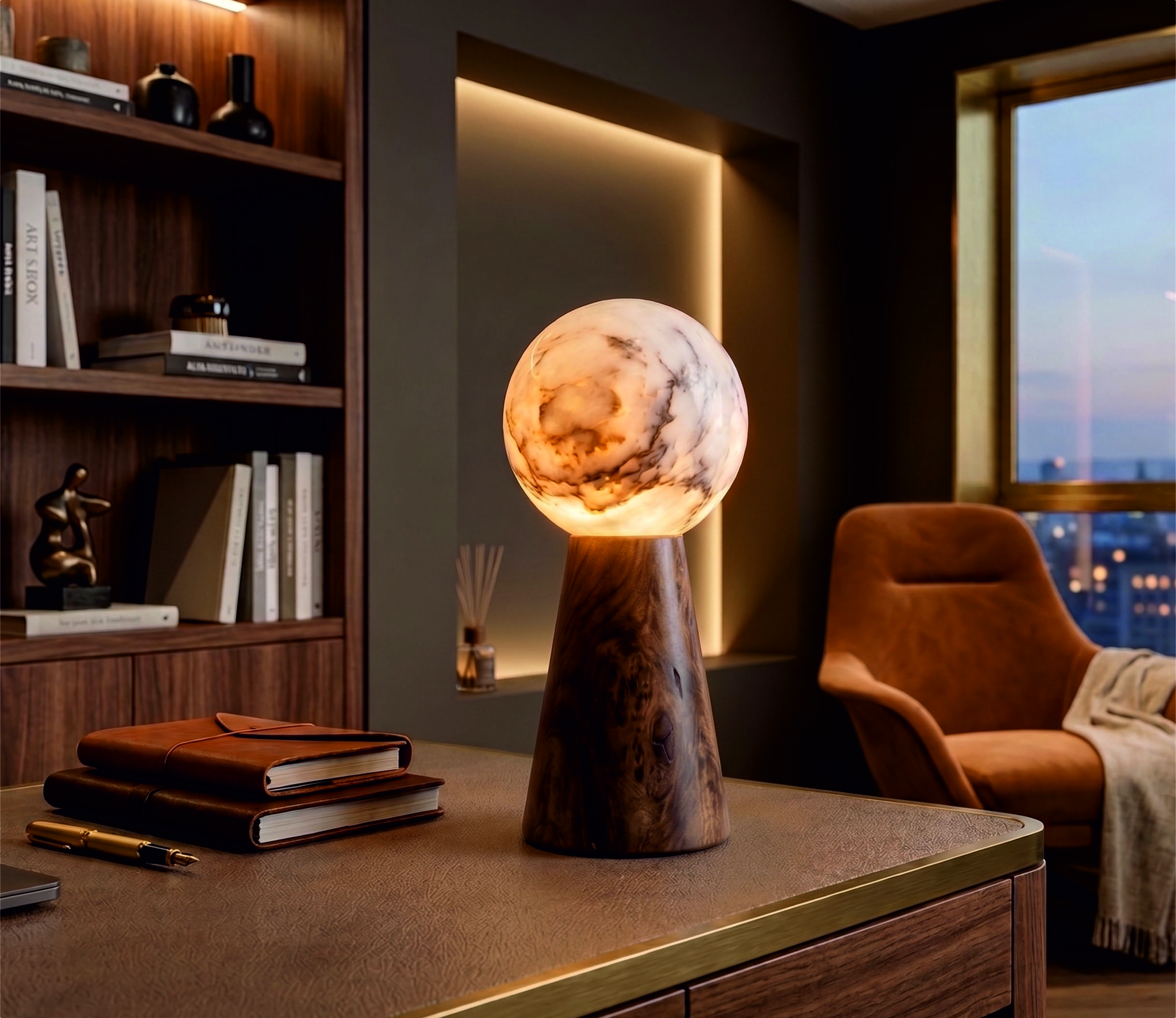 The Timeless Light of Wood and Marble.